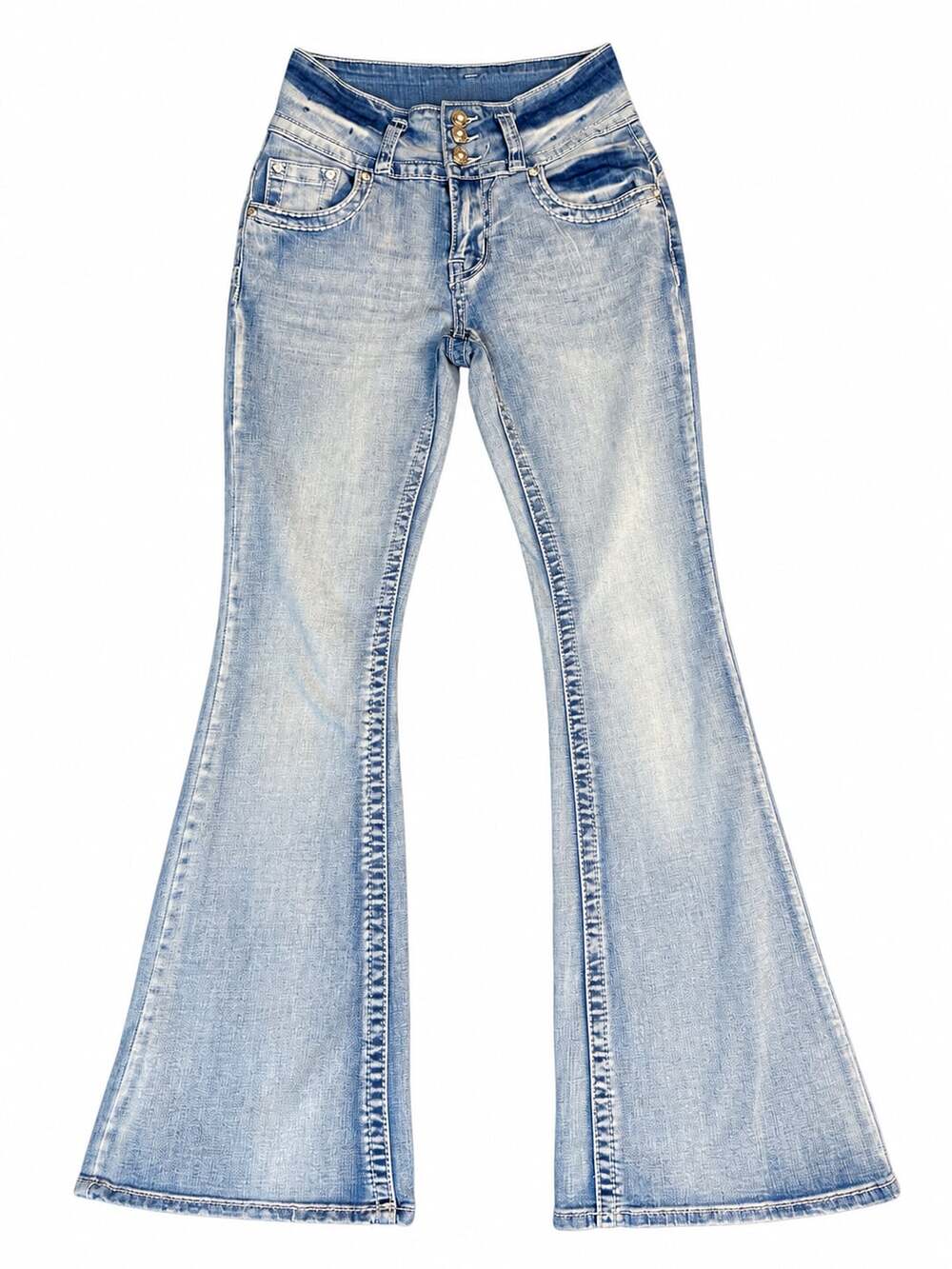 Sky Flare Jeans Size 1/2 Blue Cross Rhinestone Embellished